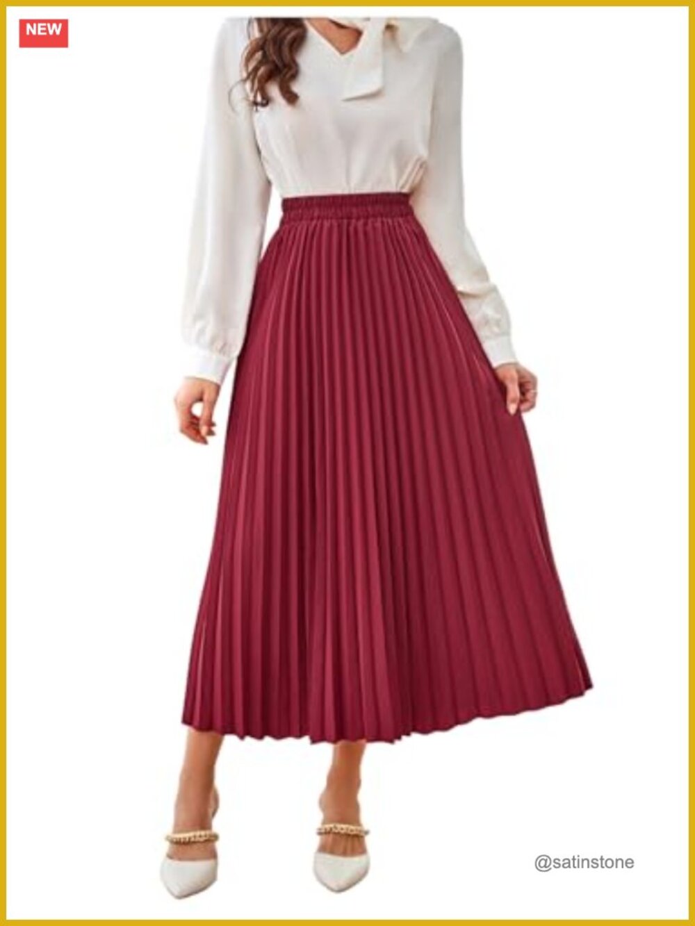 Pleated Long Skirt High Rise A-Line Midi Casual
